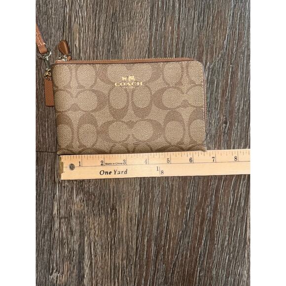 Coach Double Corner Zip Wristlet In Signature Canvas - Picture 10 of 11
